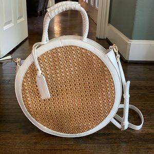 Sole Society faux leather white circle tote bag